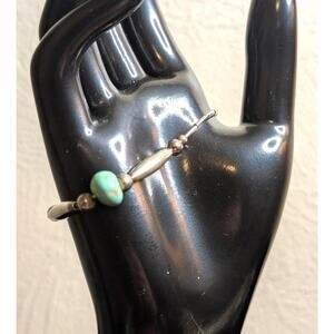 Vintage Liquid Silver Turquoise 925 Sterling Barrel Clasp Bracelet
